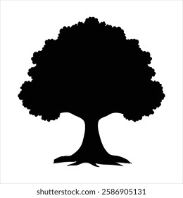 Clean Simple Maple Tree Silhouette Vector Illustration Minimalist Nature Icon Isolated Digital Artwork