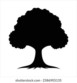 Clean Simple Maple Tree Silhouette Vector Illustration Minimalist Nature Icon Isolated Digital Artwork