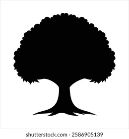 Clean Simple Maple Tree Silhouette Vector Illustration Minimalist Nature Icon Isolated Digital Artwork