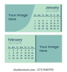 Plantilla de calendario minimalista limpia y sencilla con una distribución moderna. Adecuado para uso personal, planificación de oficinas, calendario de pared, calendario de escritorio y planificador digital. Diseño elegante con tipografía clara y diseño espacioso para notas.