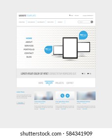 Clean Simple Minimalistic Website Interface Template, Vector Illustration.