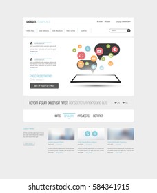 Clean Simple Minimalistic Website Interface Template, Vector Illustration.