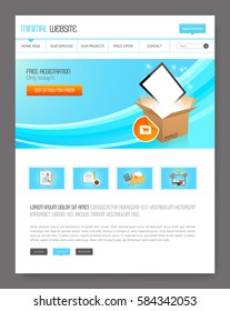 Clean Simple Minimalistic Website Interface Template, Vector Illustration.