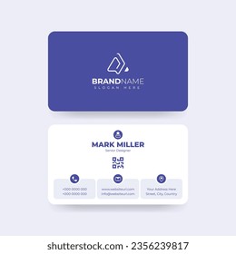 Clean Simple Modern Blue White Business Card Design With Simple Logo