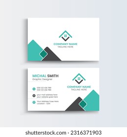Clean and simple modern Mortgage business card, Modern simple light business card template with flat user interface. Double-sided creative Landing business card template
