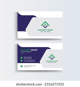 Clean and simple modern Mortgage business card, Modern simple light business card template with flat user interface. Double-sided creative Landing business card template
