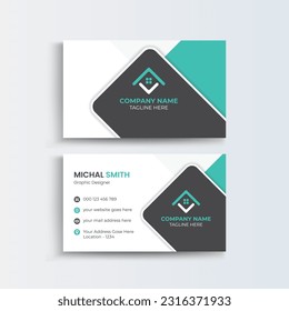 Clean and simple modern Mortgage business card, Modern simple light business card template with flat user interface. Double-sided creative Landing business card template
