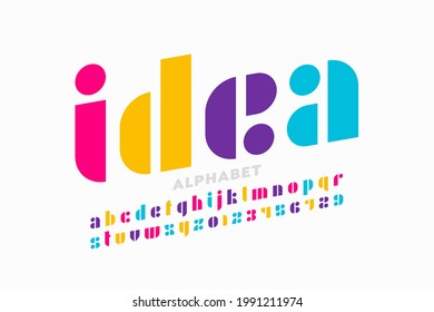 Clean and simple modern style lowercase font design, alphabet letters and numbers vector illustration