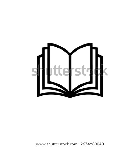 Clean and simple open book design with a modern style. The icon is transparent and features a silhouette of a book with pages spread wide open.