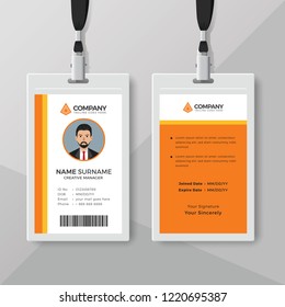 Clean and simple orange ID card template