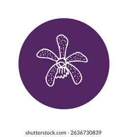 Esquema de floración de orquídeas limpio y simple, ideal para diseños minimalistas, iconos de la naturaleza y marca ecológica.