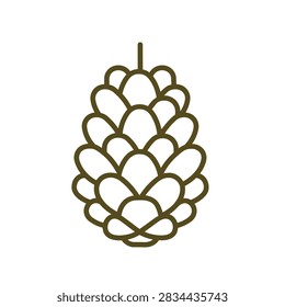 A clean simple outline icon of a pine cone isolated on a white background suitable for nature and forest design projects