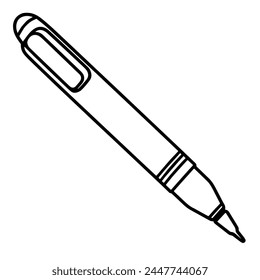 Clean and simple outline vector icon depicting a pencil and text, ideal for educational and instructional design purposes.