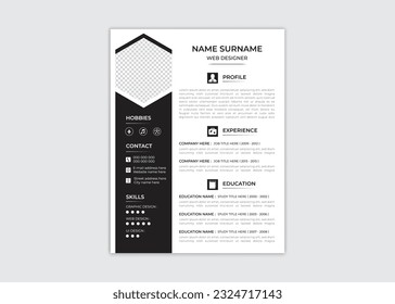 Clean simple resume design template .