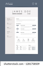 Clean Simple Resume Designer CV Vector Illustraton