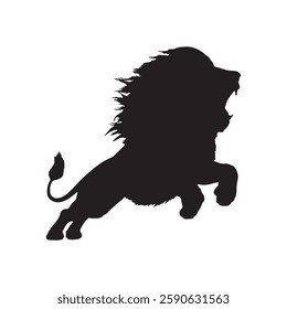 Clean and Simple Roaring Lion Silhouette for Professional Graphics - Lion Vector - Lion Icon
