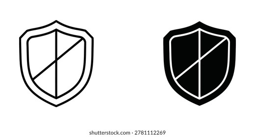 Clean and simple shield emblem featuring bold diagonal cross lines for a modern and professional vector design.