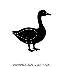  A clean, simple silhouette of a goose, perfect for logos, icons, or educational materials.