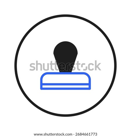 A clean and simple stamp icon, symbolizes authorization and confirmation within a business context. The stylized design communicates validation and acceptance with a mark of authority ensuring