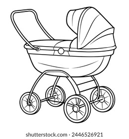 Clean and simple stroller outline icon, suitable for use in parenting websites and apps.