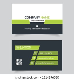 Clean And Simple Stylish Green Color Business Card Design Template For Corporate Company