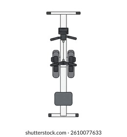A clean and simple top-down vector illustration of a rowing machine. Ideal for fitness, exercise, gym equipment, and workout concepts