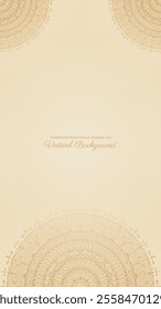 Clean And Simple Traditional Hand Drawn Gold Mandala Art Vertical Background with Intricate Circular Patterns