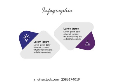 Clean and Simple Two-Step Infographic for Business Vision and Strategy Development.