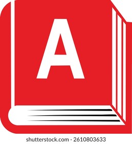 Clean and Simple Vector Design of an Open Book with Capital A Letterform – Ideal for Dictionary Logos, Knowledge Icons, and Educational Branding
