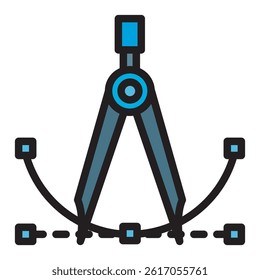Clean and simple vector icon depicting a path tool with control points for graphic design and illustration. Ideal for UI UX.