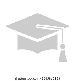 Um design limpo, simples, ícone vetorial de um boné de graduação, também conhecido como um mortarboard, com uma borla pendurada.