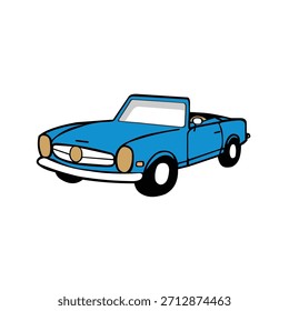 A clean and simple vector illustration of a blue vintage car. Perfect for automotive designs, transportation icons, children’s graphics, posters, stickers, and educational materials. 
