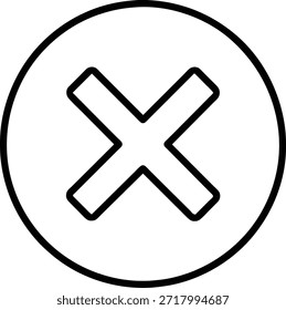 Ilustração vetorial simples e limpa de um ícone de marca de cruz circulada. Perfeito para sites, aplicativos e apresentações. Representa cancelar, excluir, fechar ou não. Alta resolução, facilmente escalável.