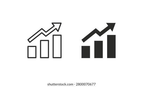 A clean and simple vector illustration showing a growth chart with an upward arrow trend, combining bar and line graphs to represent success and progress.