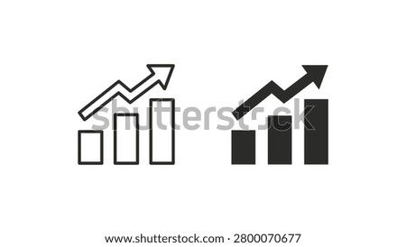 A clean and simple vector illustration showing a growth chart with an upward arrow trend, combining bar and line graphs to represent success and progress.