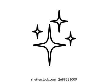 A clean and simple vector illustration of sparkle stars, perfect for adding a touch of magic to your graphic design, logo, or web design projects. This icon is versatile and easy to use.