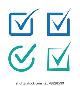 A clean and simple vector set of check mark icons, perfect for indicating approval, completion, and validation in various design projects.