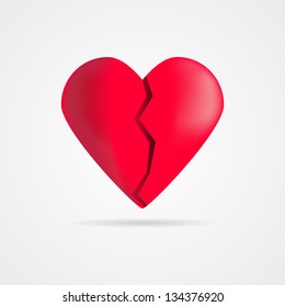 Clean simple vector shattered heart with shadow