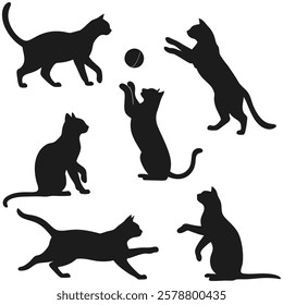 A clean and simple vector silhouette of a cat, perfect for logos, icons, and pet-related designs. High-quality EPS format suitable for various design projects.