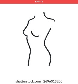 A clean, single-image vector design featuring a simplified outline of a female human body, suitable for various creative applications.