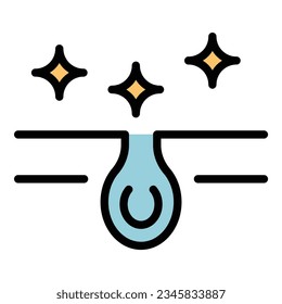 Clean skin icon outline vector. Collagen hair. Age protein color flat