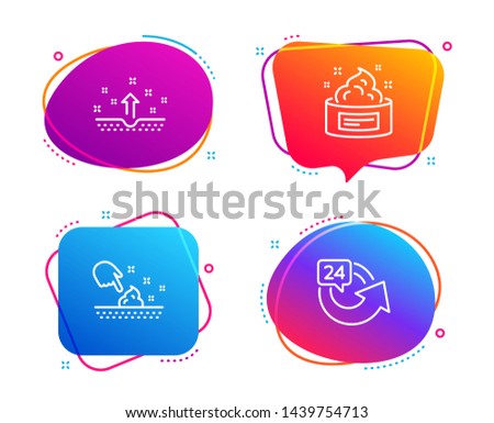 Clean skin, Skin moisture and 24 hours icons simple set. Cosmetics, Wet cream, Medical cosmetic. Repeat. Beauty set. Speech bubble clean skin icon. Colorful banners design set. Vector