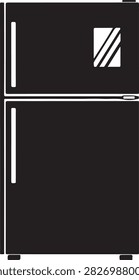 Clean and sleek black refrigerator featuring two doors and white handles for a contemporary kitchen look