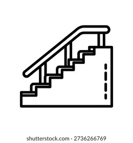 Clean and sleek black staircase vector illustration with sharp lines, ideal for modern architecture, interior design, and minimalist decor projects.