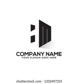 clean and smart HM initial letter logo vector , negative space logo illustration