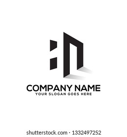clean and smart HN initial letter logo vector , negative space logo illustration
