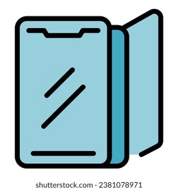 Reinigen Sie das Smartphone-Gehäuse-Symbol, um die Vektorgrafik zu markieren. Telefonabdeckung. Farbflaeche