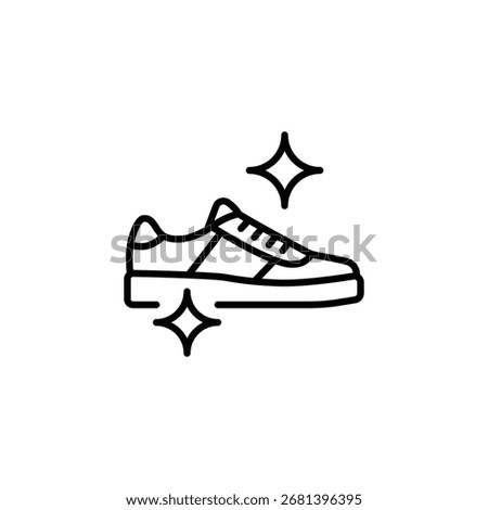 Clean sneakers icon. Simple outline style. Washing shoes, shoe, clean, sneaker, wash, brush, fashion, laundry, footwear concept. Thin line symbol. Isolated design.