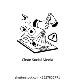 Ilustração do estilo de conceitos de Mídia social limpa. Arquivo EPS 10