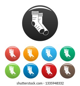 Clean socks icons set 9 color vector isolated on white for any design